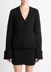 Double-Face Wool & Cashmere-Blend Cardigan in Cardigans - BLACK