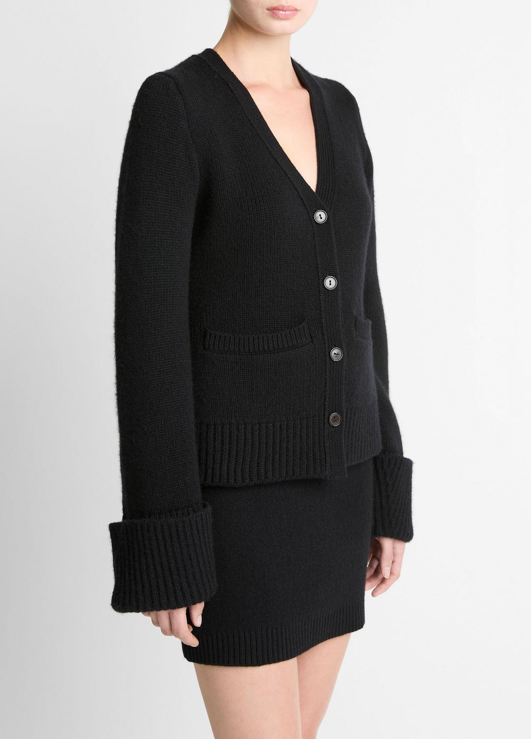 Double-Face Wool & Cashmere-Blend Cardigan in Cardigans - BLACK