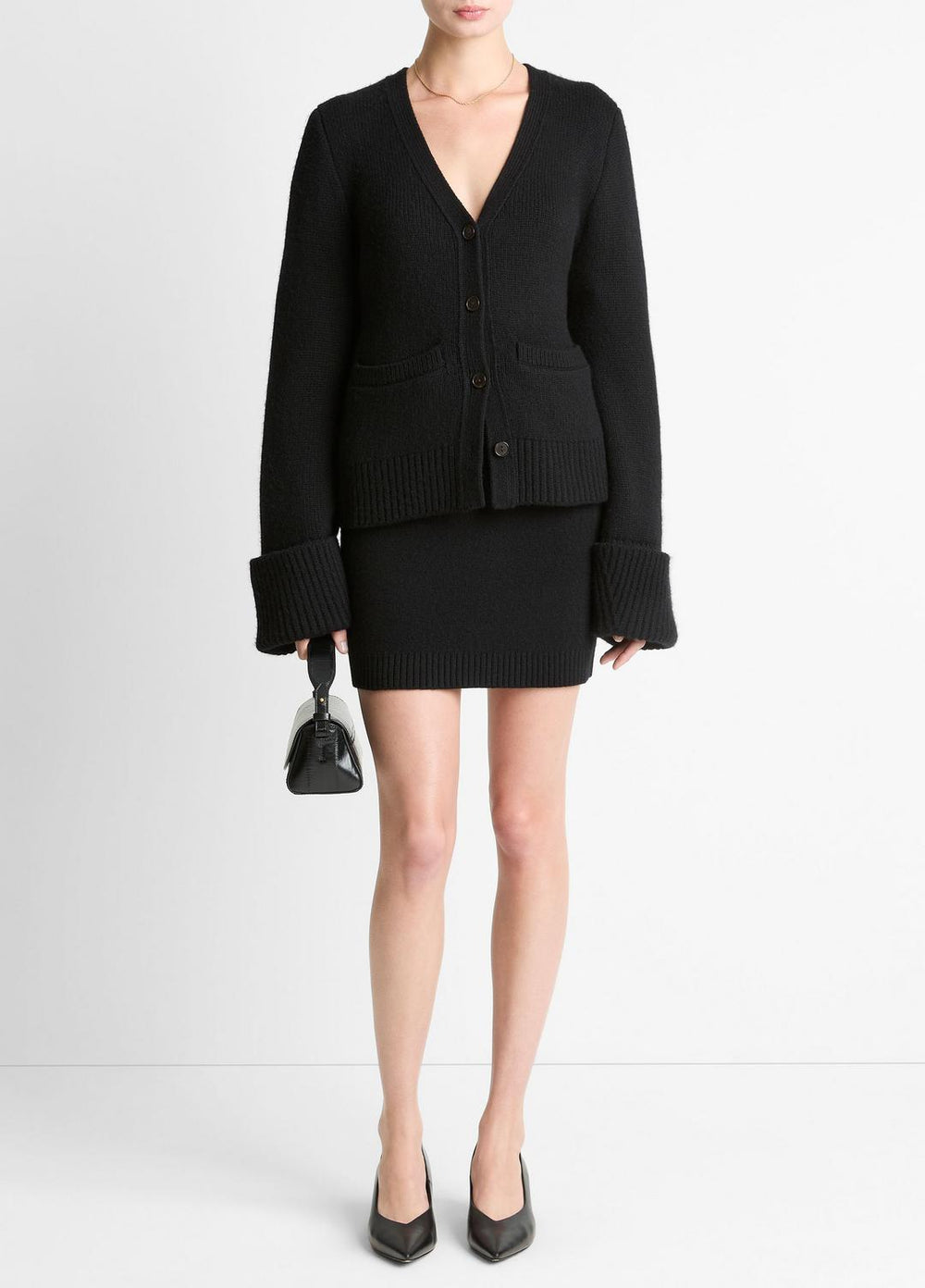 Double-Face Wool & Cashmere-Blend Cardigan in Cardigans - BLACK