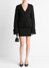 Double-Face Wool & Cashmere-Blend Cardigan in Cardigans - BLACK
