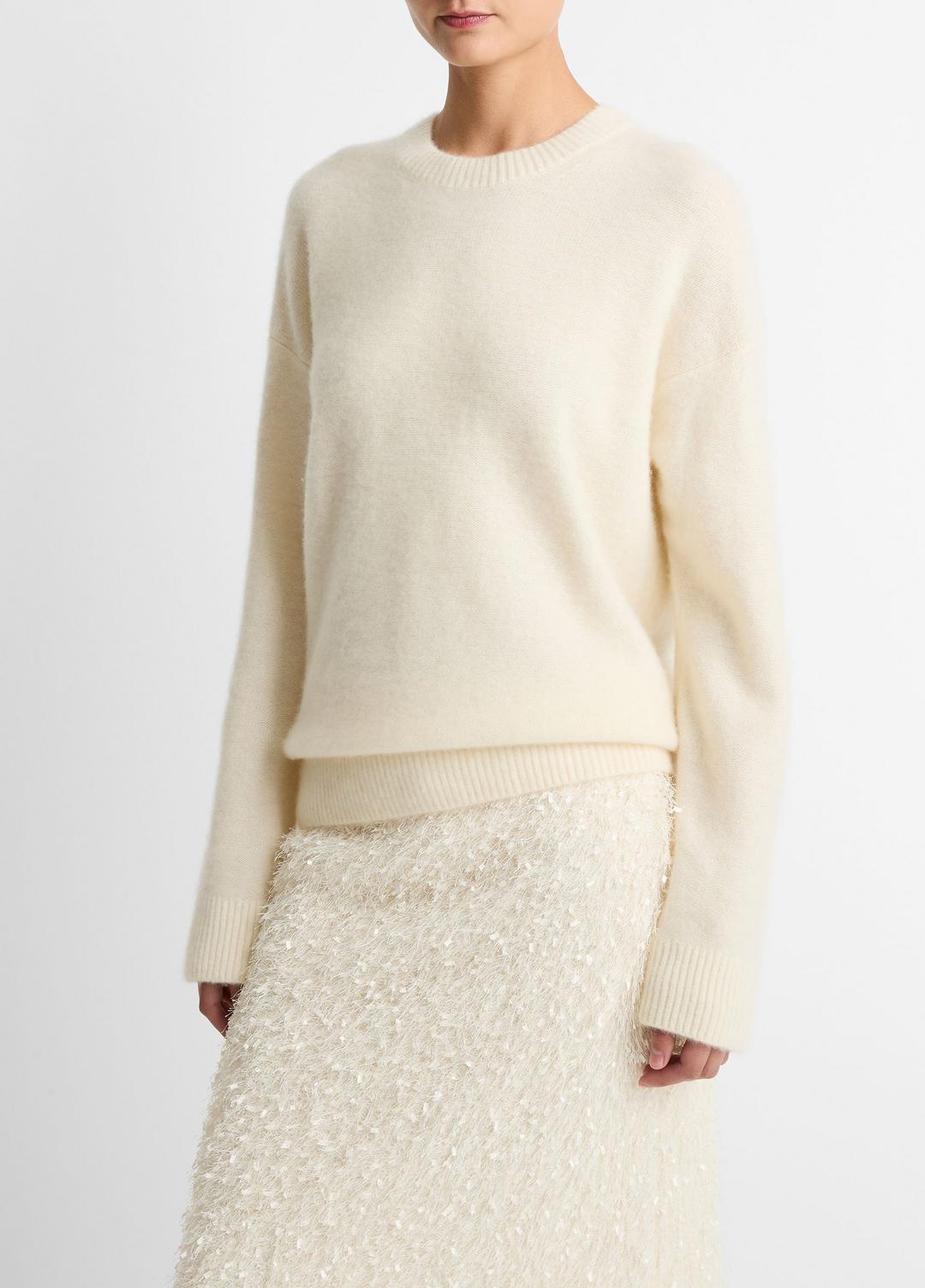 Plush Cashmere Crew Neck Sweater in Crew Neck - OFF WHITE
