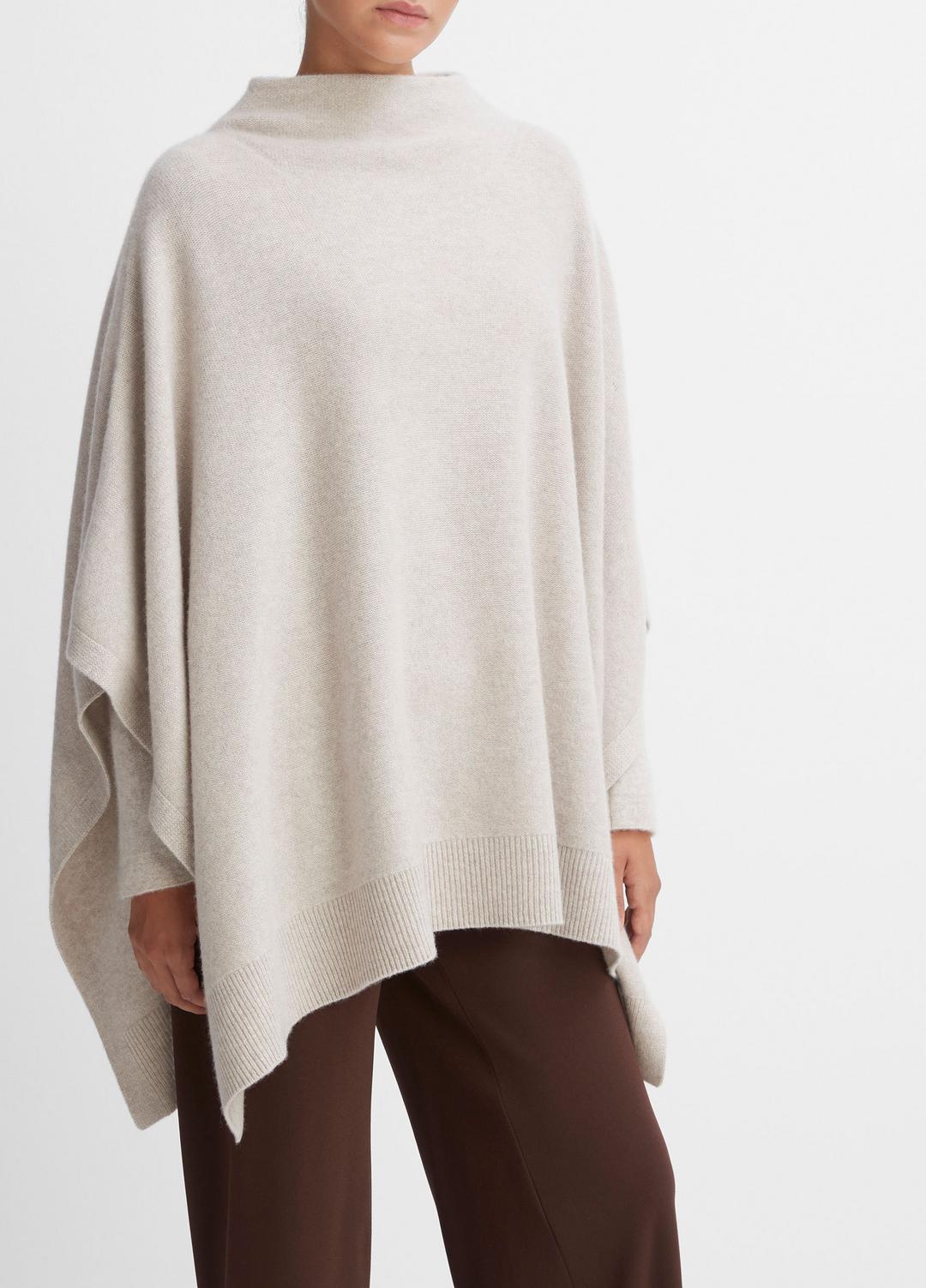 Merino Wool-Cashmere Funnel-Neck Poncho in Accessories - HEATHER MARBLE