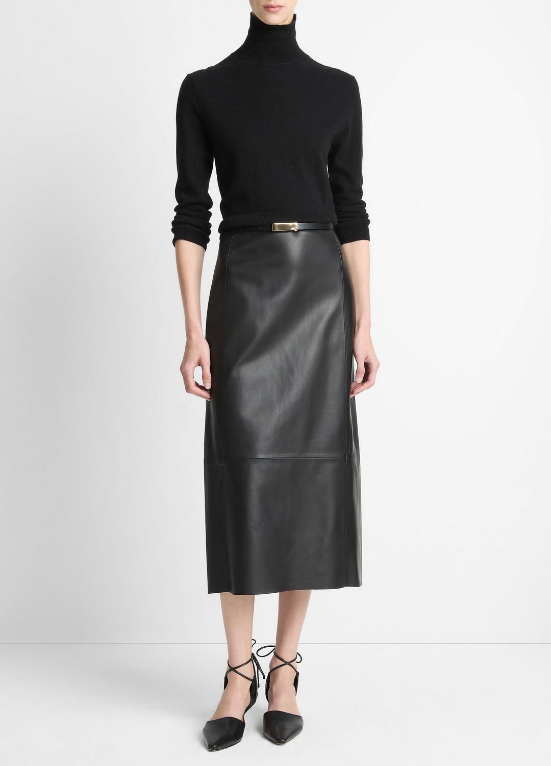 Cashmere-Silk Three-Quarter-Sleeve Mock-Neck Sweater in Turtleneck - BLACK