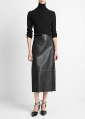 Cashmere-Silk Three-Quarter-Sleeve Mock-Neck Sweater in Turtleneck - BLACK