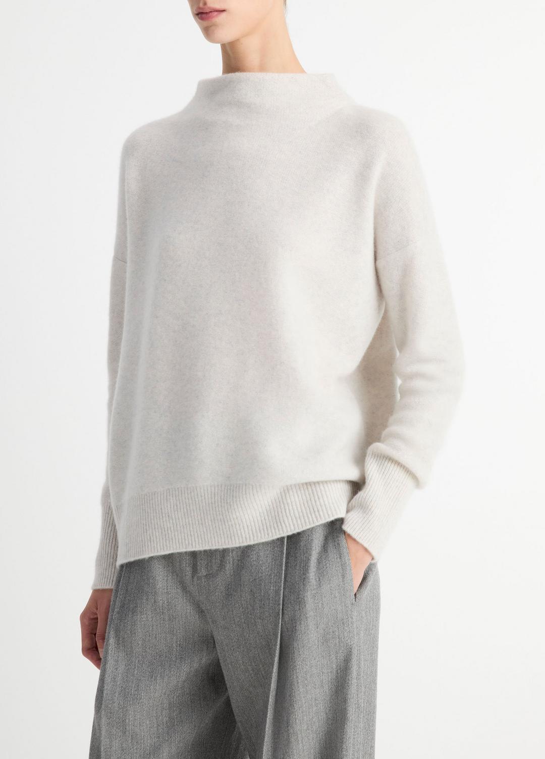 Plush Cashmere Funnel-Neck Sweater in Turtleneck - HEATHER PLATINUM