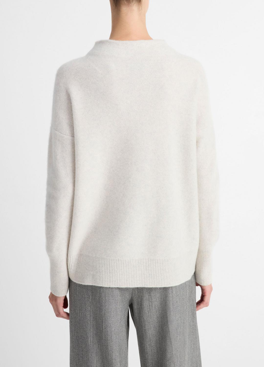 Plush Cashmere Funnel-Neck Sweater in Turtleneck - HEATHER PLATINUM