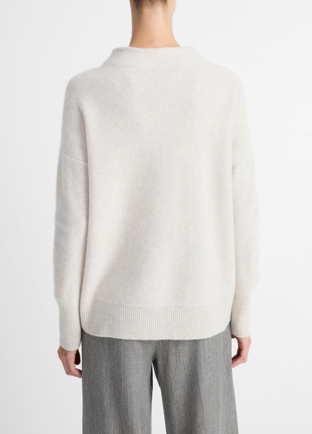 Plush Cashmere Funnel-Neck Sweater in Turtleneck - HEATHER PLATINUM