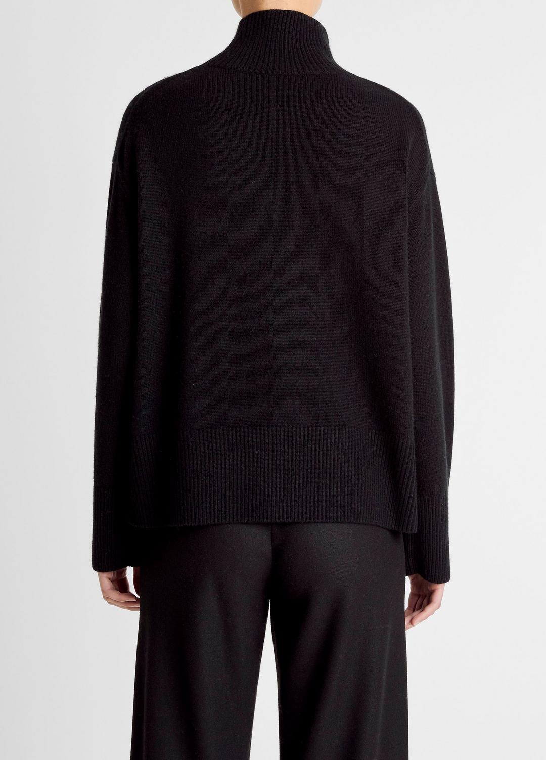 Wool-Cashmere Side-Slit Turtleneck Sweater in Turtleneck - BLACK