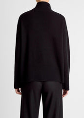 Wool-Cashmere Side-Slit Turtleneck Sweater in Turtleneck - BLACK
