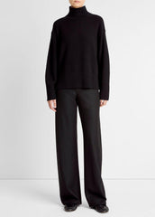 Wool-Cashmere Side-Slit Turtleneck Sweater in Turtleneck - BLACK
