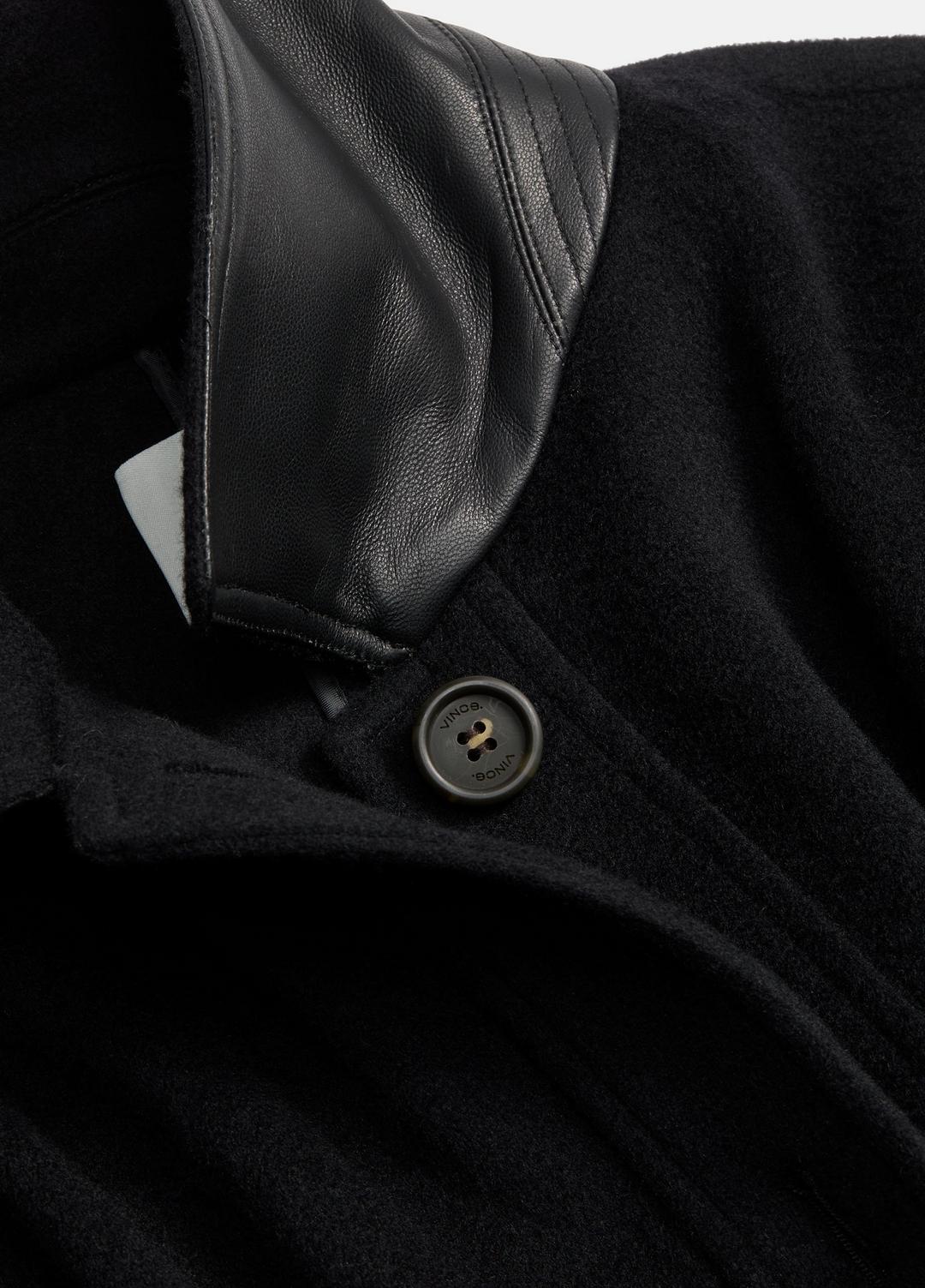 Leather-Trim Wool Cape in Accessories - BLACK