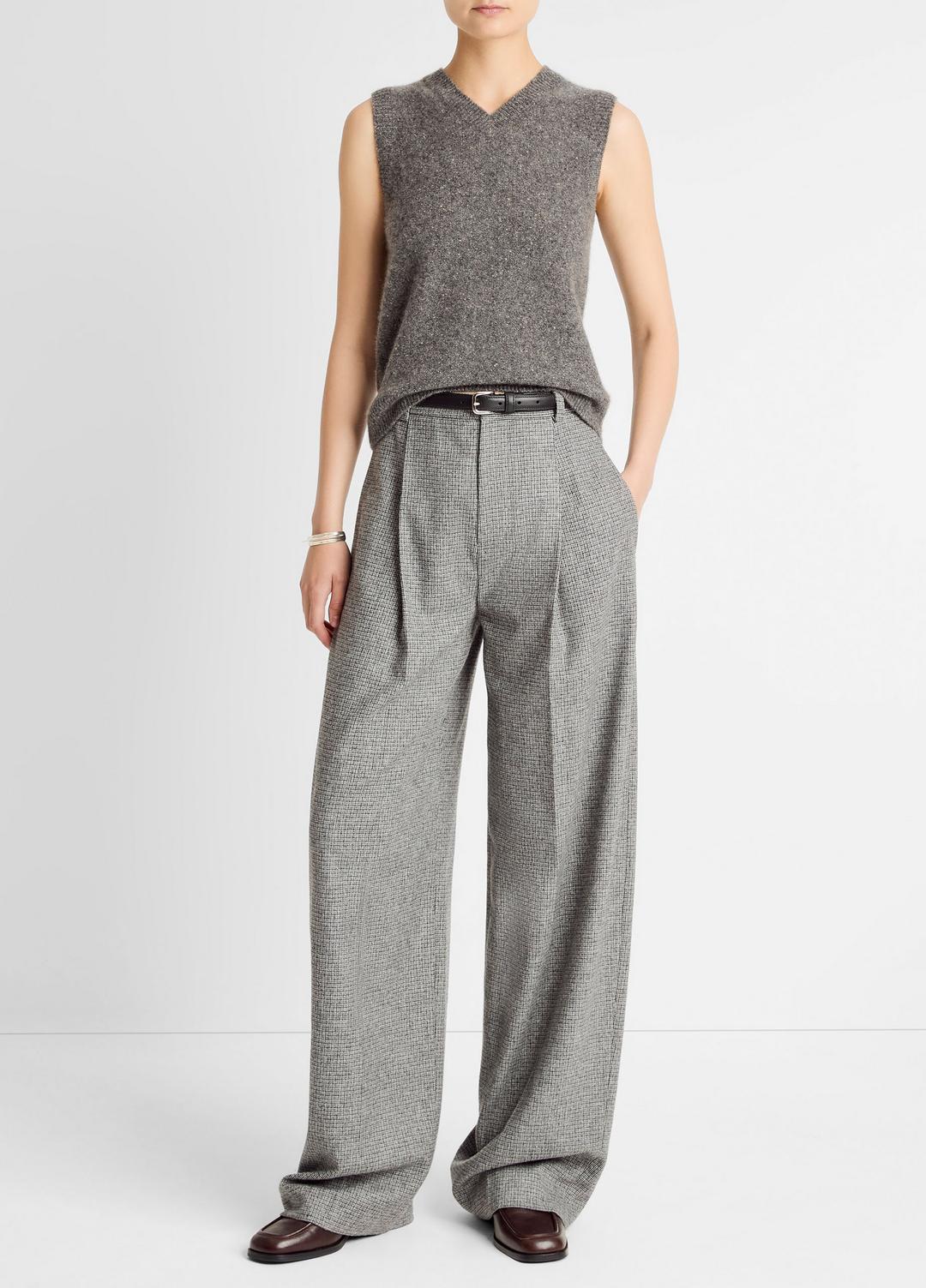 Donegal Plush Cashmere Sweater Vest in V-Neck - MEDIUM HEATHER GREY DONEGAL