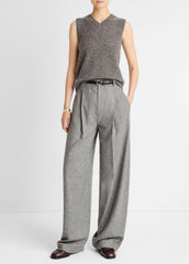 Donegal Plush Cashmere Sweater Vest in V-Neck - MEDIUM HEATHER GREY DONEGAL