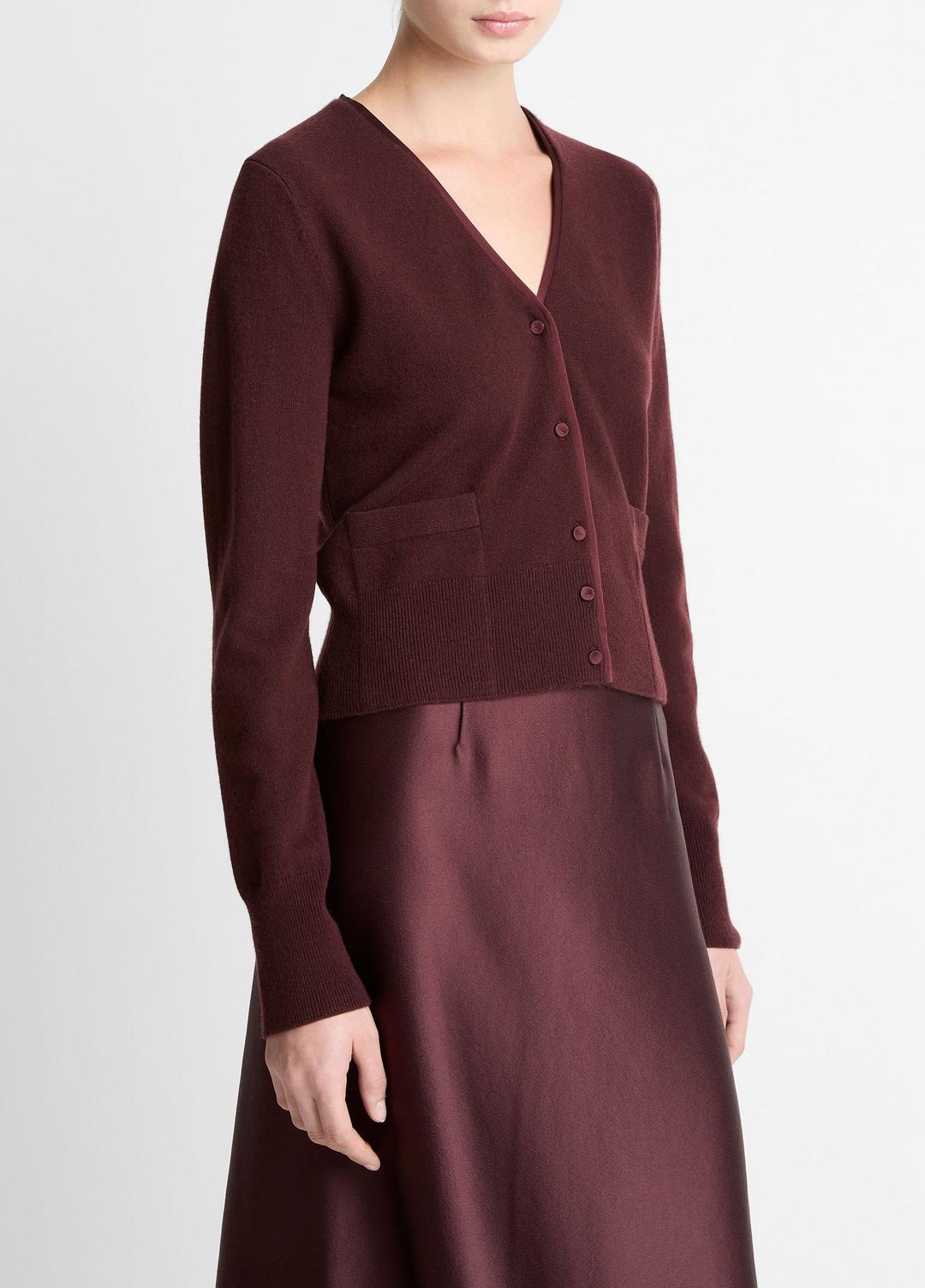Satin-Trim Wool & Cashmere-Blend Cardigan in Cardigans - OXBLOOD