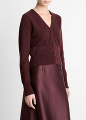 Satin-Trim Wool & Cashmere-Blend Cardigan in Cardigans - OXBLOOD