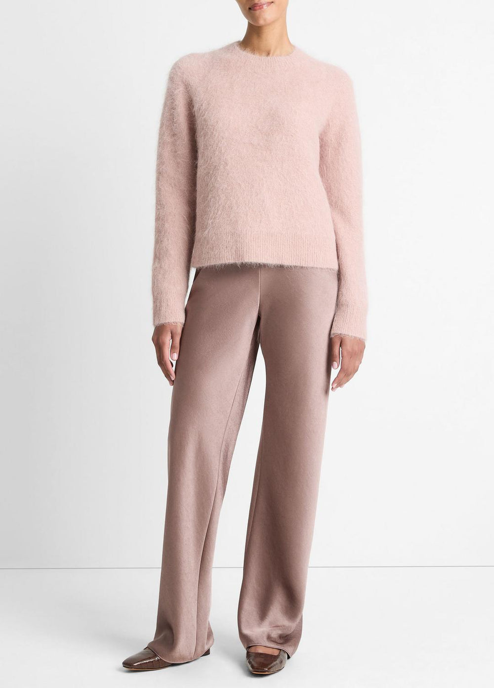 Brushed Alpaca-Blend Crew Neck Sweater in Crew Neck - BEET ROOT
