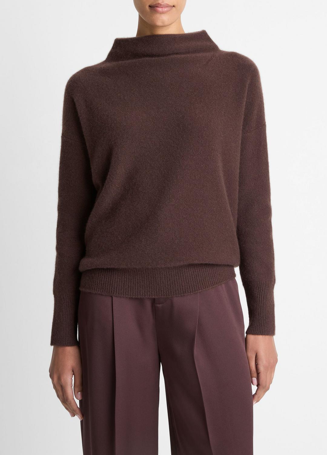 Plush Cashmere Funnel-Neck Sweater in Turtleneck - TRUFFLE