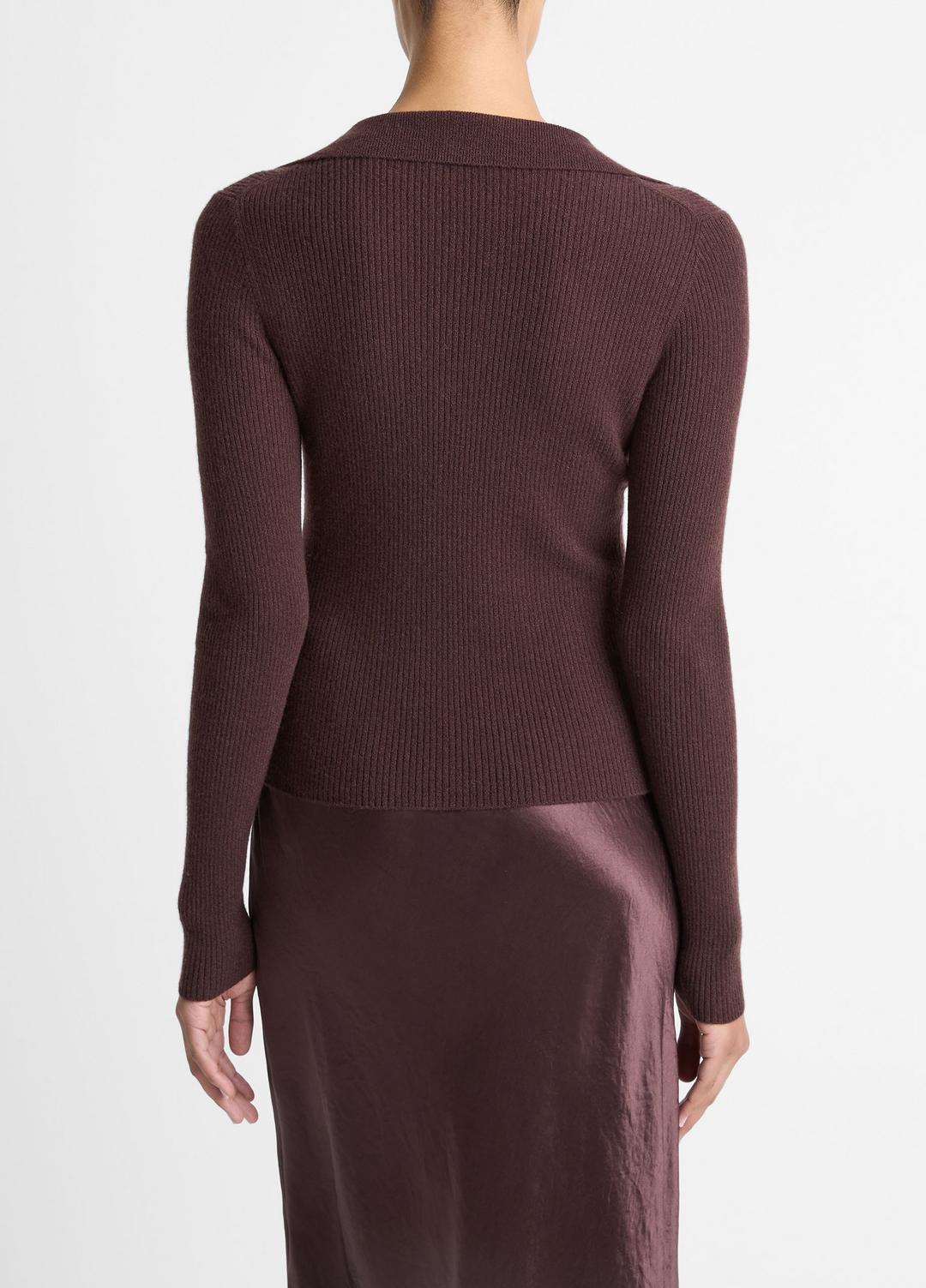 Ribbed Cashmere-Silk Polo Sweater in Cashmere - FIG