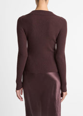 Ribbed Cashmere-Silk Polo Sweater in Cashmere - FIG