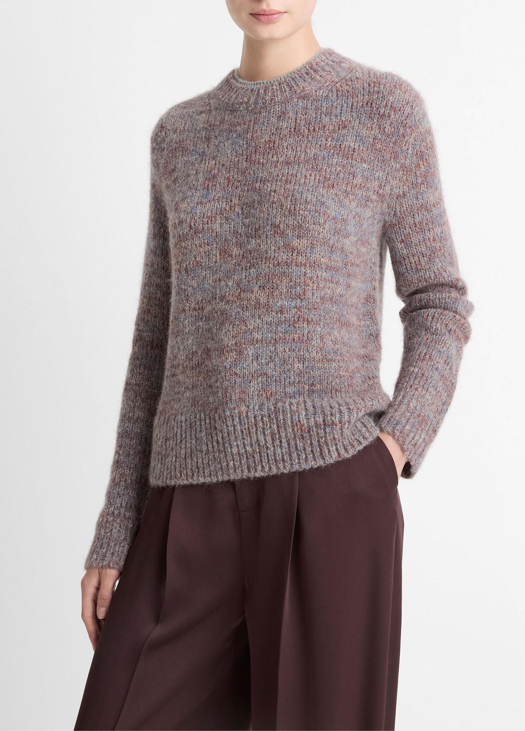Marled Crew Neck Sweater in Crew Neck - COGNAC COMBO