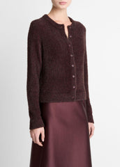 Metallic Eyelash Cardigan in Cardigans - OXBLOOD