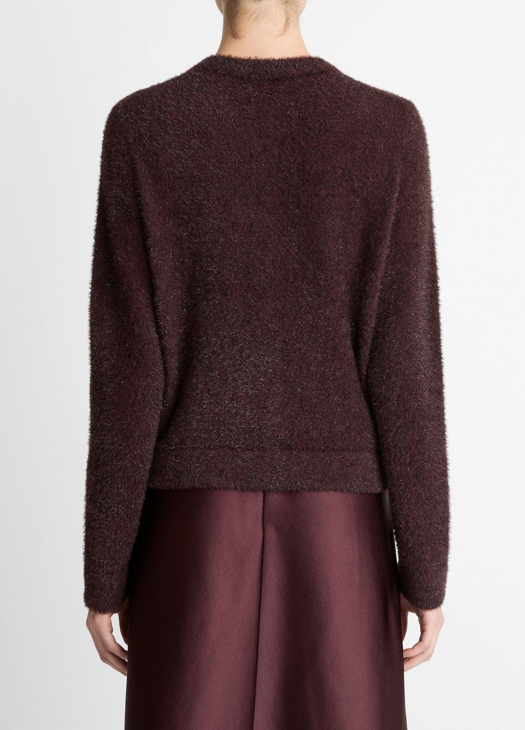 Metallic Eyelash Cardigan in Cardigans - OXBLOOD
