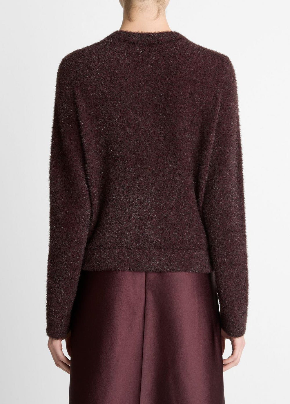 Metallic Eyelash Cardigan in Cardigans - OXBLOOD