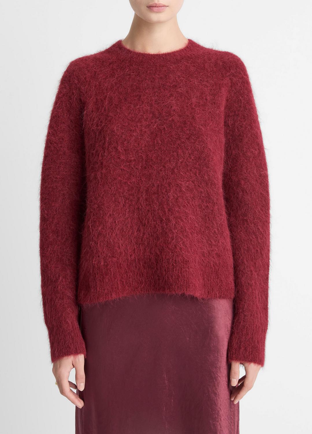 Brushed Alpaca-Blend Crew Neck Sweater in Crew Neck - ROSE WINE