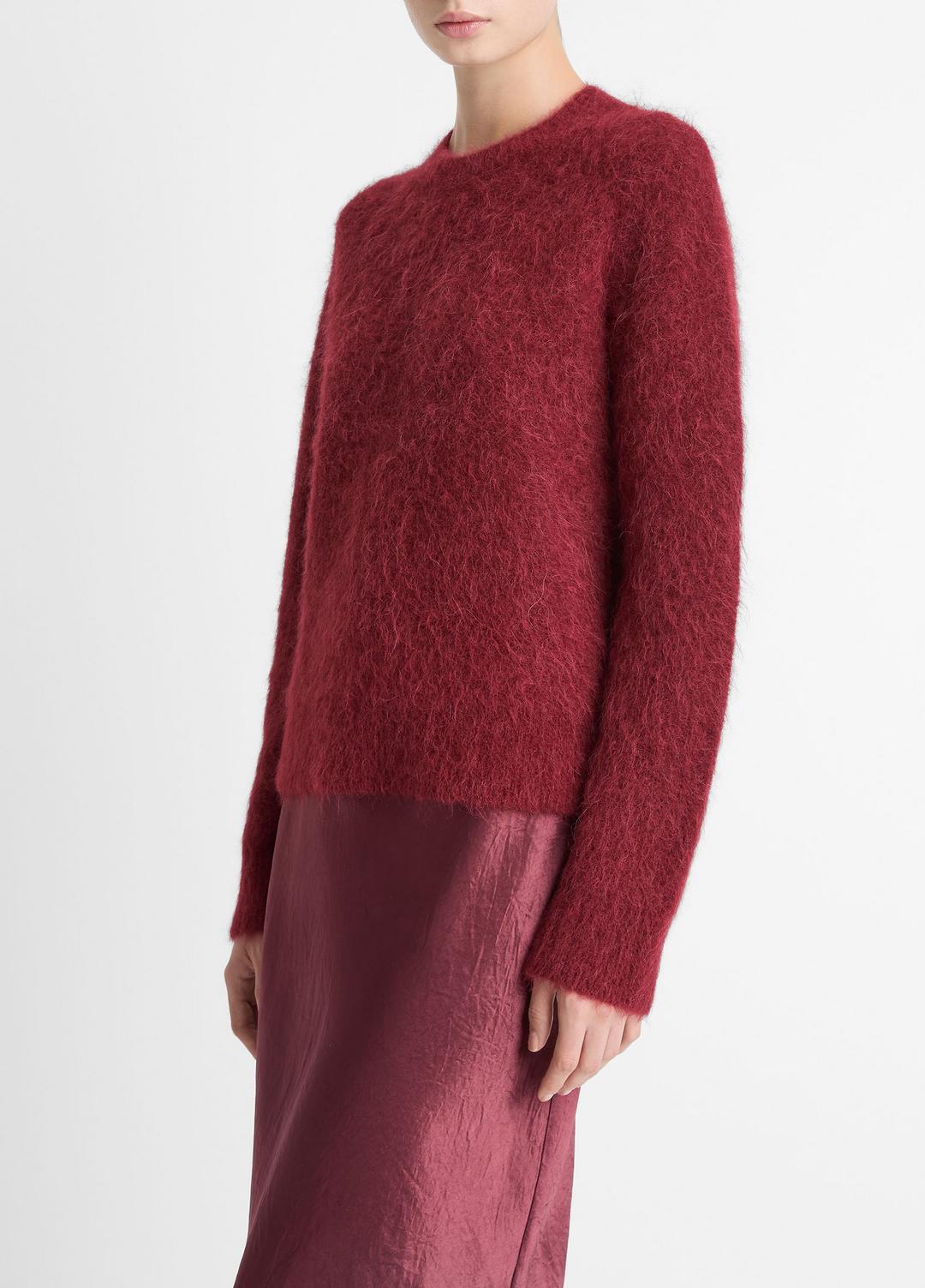 Brushed Alpaca-Blend Crew Neck Sweater in Crew Neck - ROSE WINE