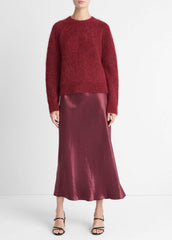 Brushed Alpaca-Blend Crew Neck Sweater in Crew Neck - ROSE WINE
