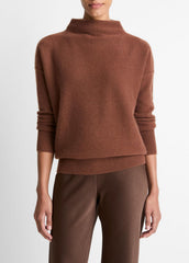 Plush Cashmere Funnel-Neck Sweater in Turtleneck - CACAO