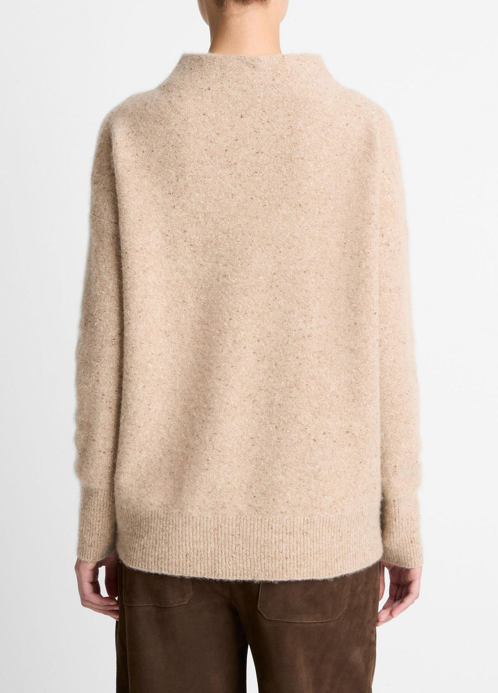 Donegal Cashmere Funnel-Neck Sweater in Turtleneck - HEATHER OAT DONEGAL