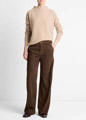 Donegal Cashmere Funnel-Neck Sweater in Turtleneck - HEATHER OAT DONEGAL
