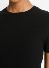Wool & Cashmere-Blend Short-Sleeve Sweater in Crew Neck - BLACK