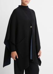 Wool and Cashmere Double-Face Cape in Sweaters - BLACK NAVY