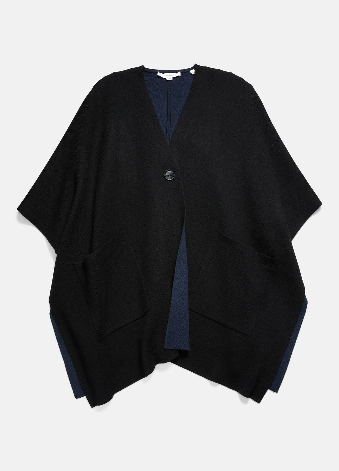 Wool and Cashmere Double-Face Cape in Sweaters - BLACK NAVY