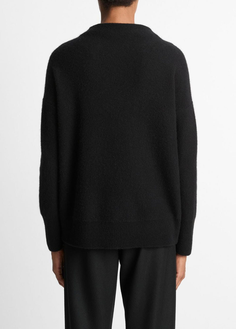 Plush Cashmere Funnel-Neck Sweater in Turtleneck - BLACK