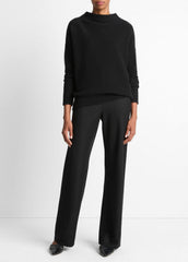 Plush Cashmere Funnel-Neck Sweater in Turtleneck - BLACK
