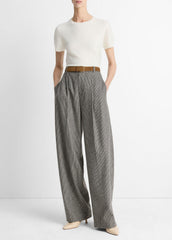 Wool & Cashmere-Blend Short-Sleeve Sweater in Crew Neck - OFF WHITE