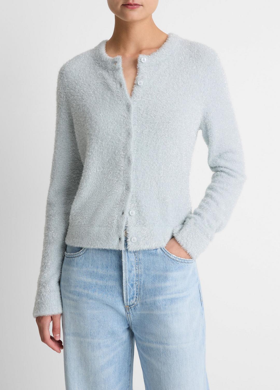 Metallic Eyelash Cardigan in Cardigans - GLACIER