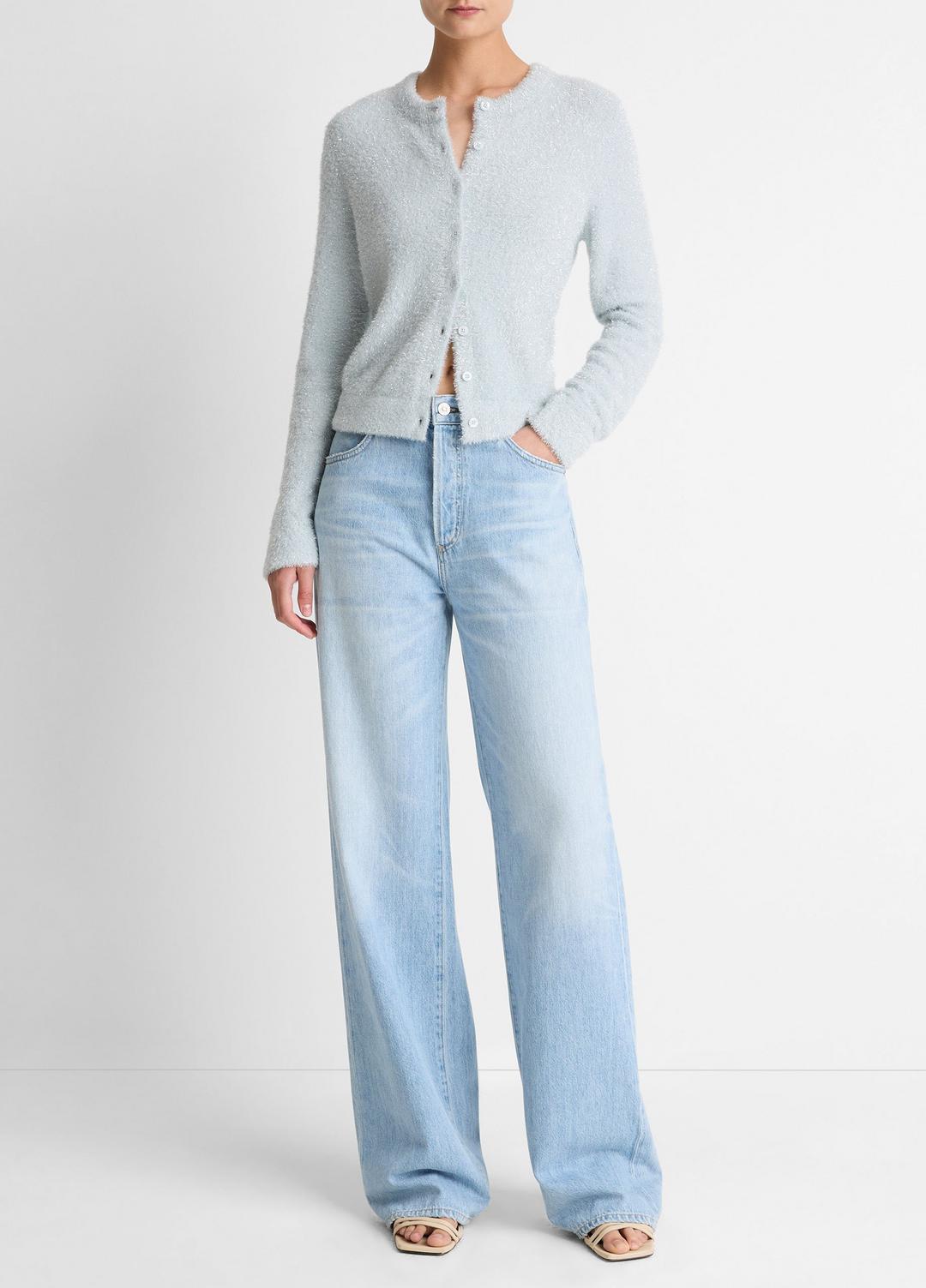 Metallic Eyelash Cardigan in Cardigans - GLACIER