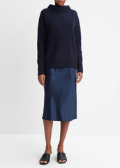 Plush Cashmere Funnel-Neck Sweater in Turtleneck - COASTAL BLUE