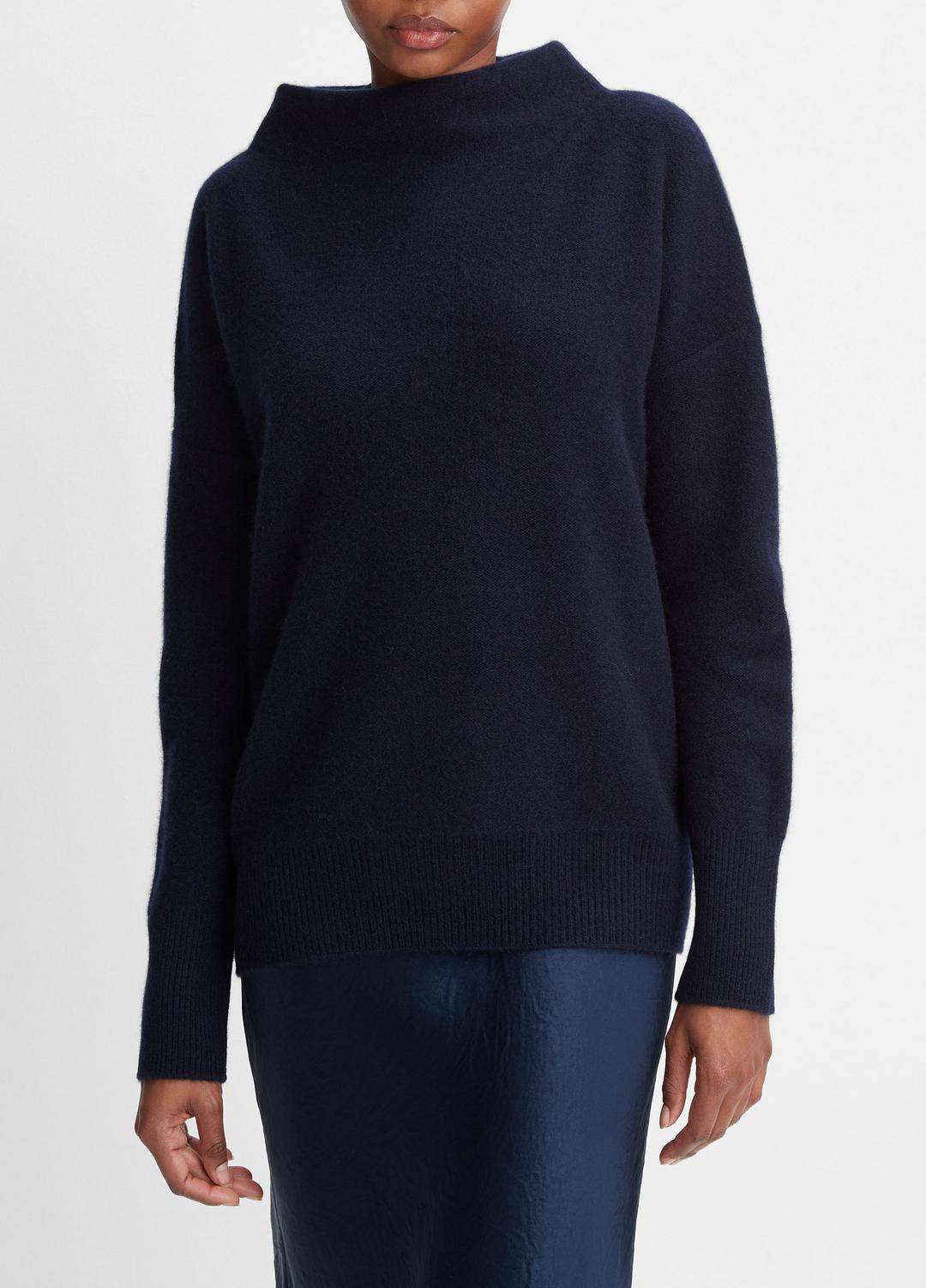 Plush Cashmere Funnel-Neck Sweater in Turtleneck - COASTAL BLUE