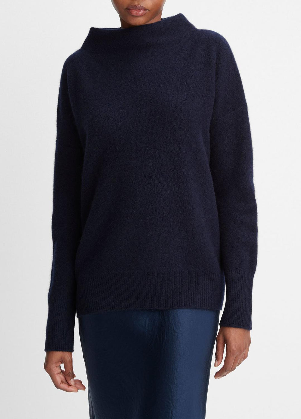 Plush Cashmere Funnel-Neck Sweater in Turtleneck - COASTAL BLUE