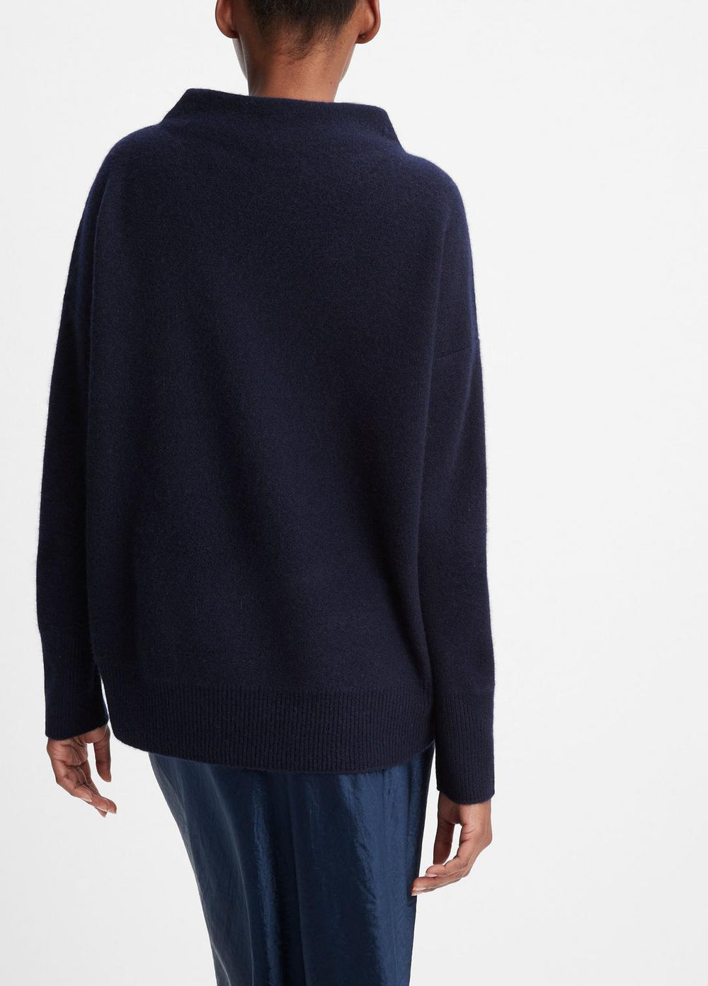 Plush Cashmere Funnel-Neck Sweater in Turtleneck - COASTAL BLUE