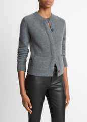 Plush Cashmere Shrunken Cardigan in Cardigans - HEATHER GRAPHITE