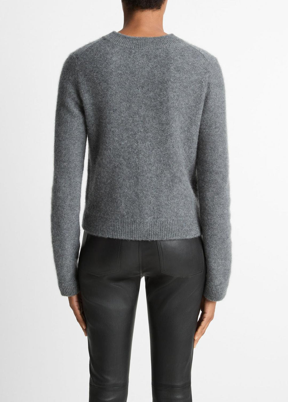 Plush Cashmere Shrunken Cardigan in Cardigans - HEATHER GRAPHITE