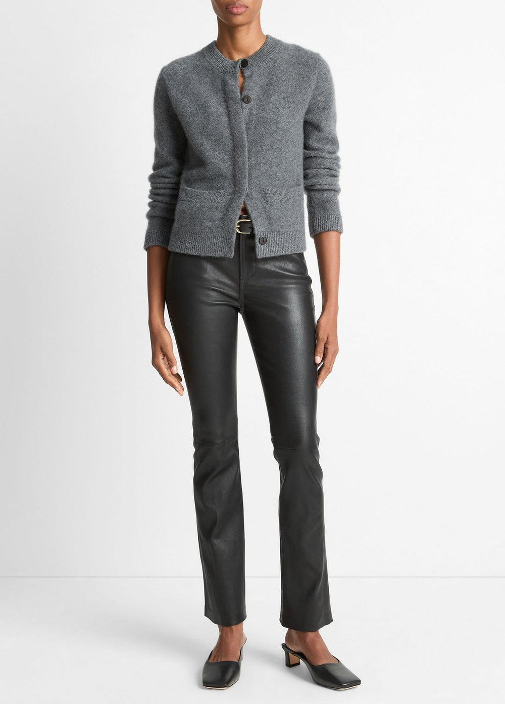 Plush Cashmere Shrunken Cardigan in Cardigans - HEATHER GRAPHITE