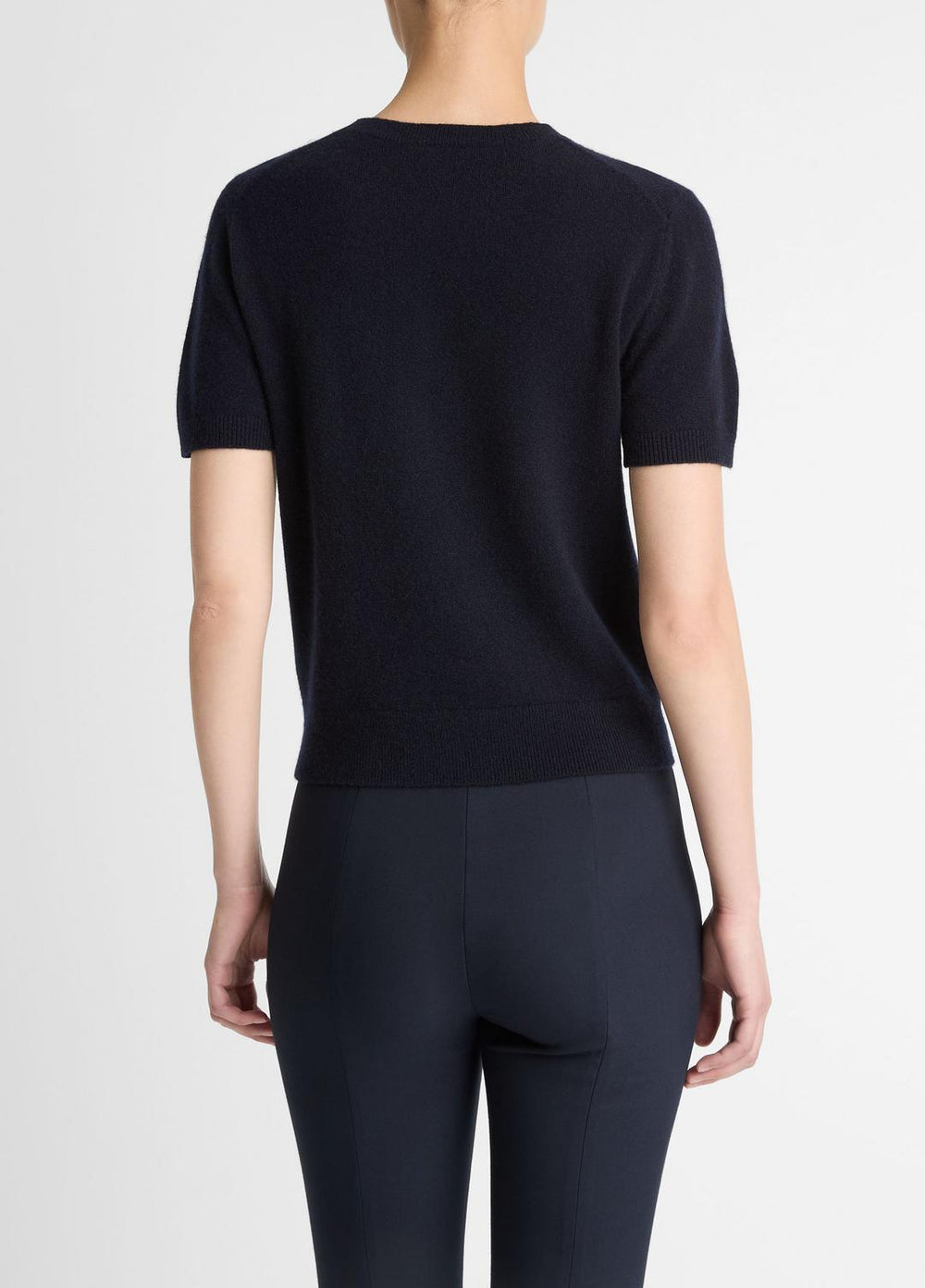 Wool & Cashmere-Blend Short-Sleeve Sweater in Crew Neck - COASTAL BLUE