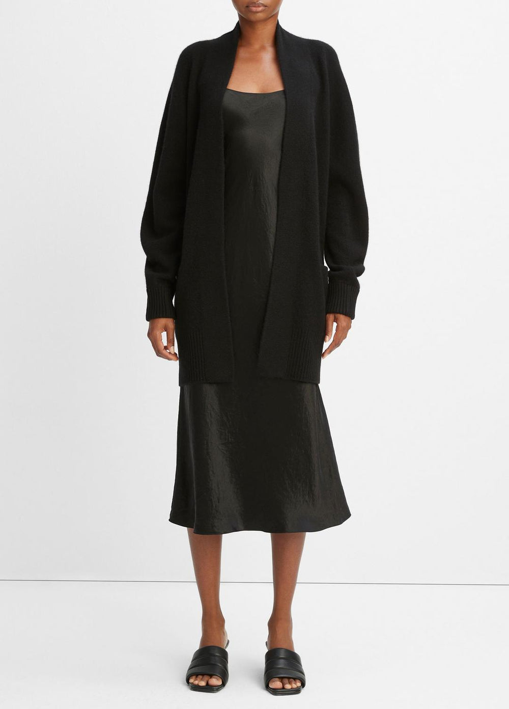 Cashmere Open-Front Cardigan in Cardigans - BLACK